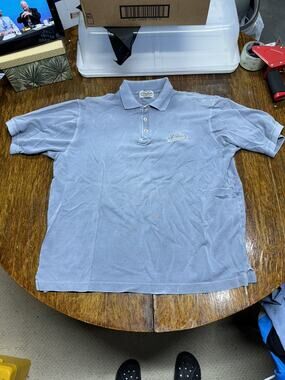 Indian Motorcycles Embroidered Blue Woven Polo Shirt XL